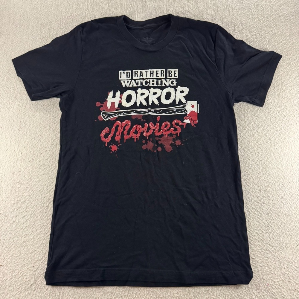 teeVillain Horror Movies T-Shirt Unisex Medium Black Good Graphic Axe Blood